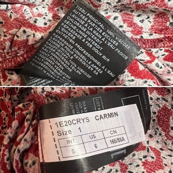 BA&SH | Crystal Dress Carmin Printed Shoulder Pad Ruched Crepe Mini Dress Size S - Picture 15 of 16